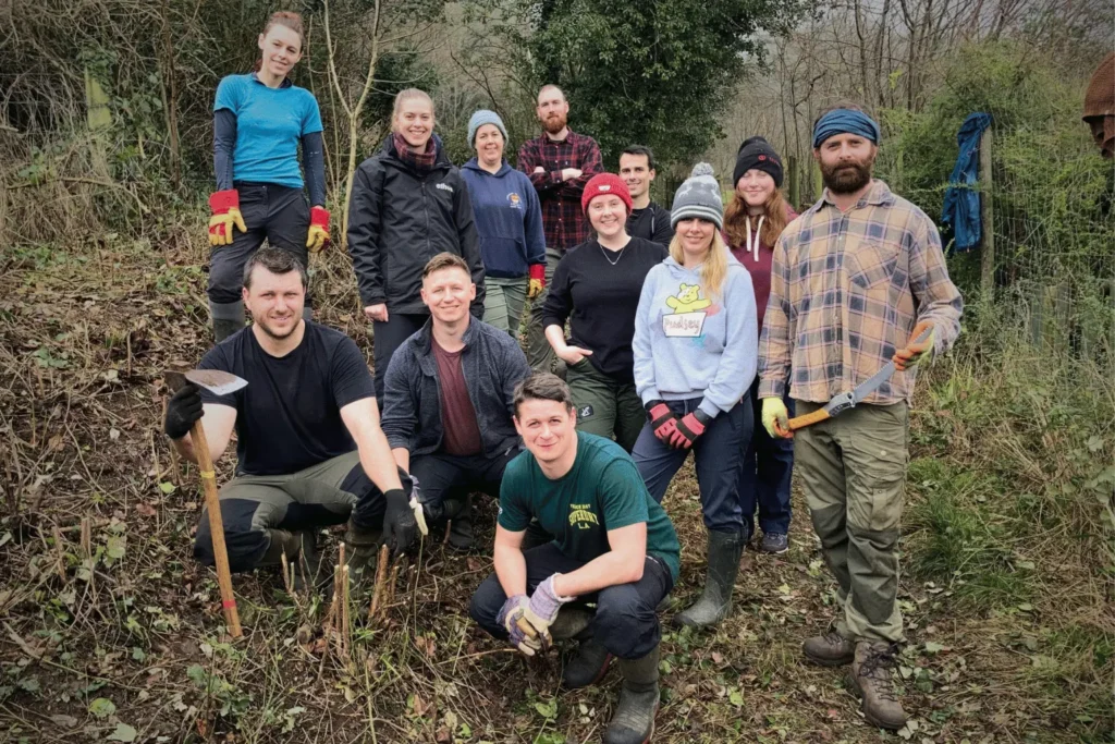 Ethos environmental survey team working together outdoors